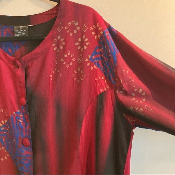 KALIYANA Sz S-M Colourful Oversized A-Line Button Up Tunic Jacket Dress - Picture 3 of 10